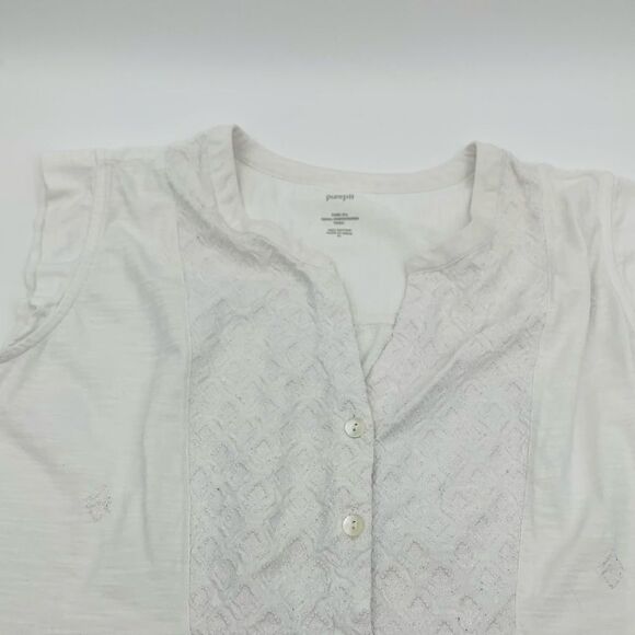 J. Jill | tonal embroidered White Sleeveless Top | 2x - Picture 5 of 7